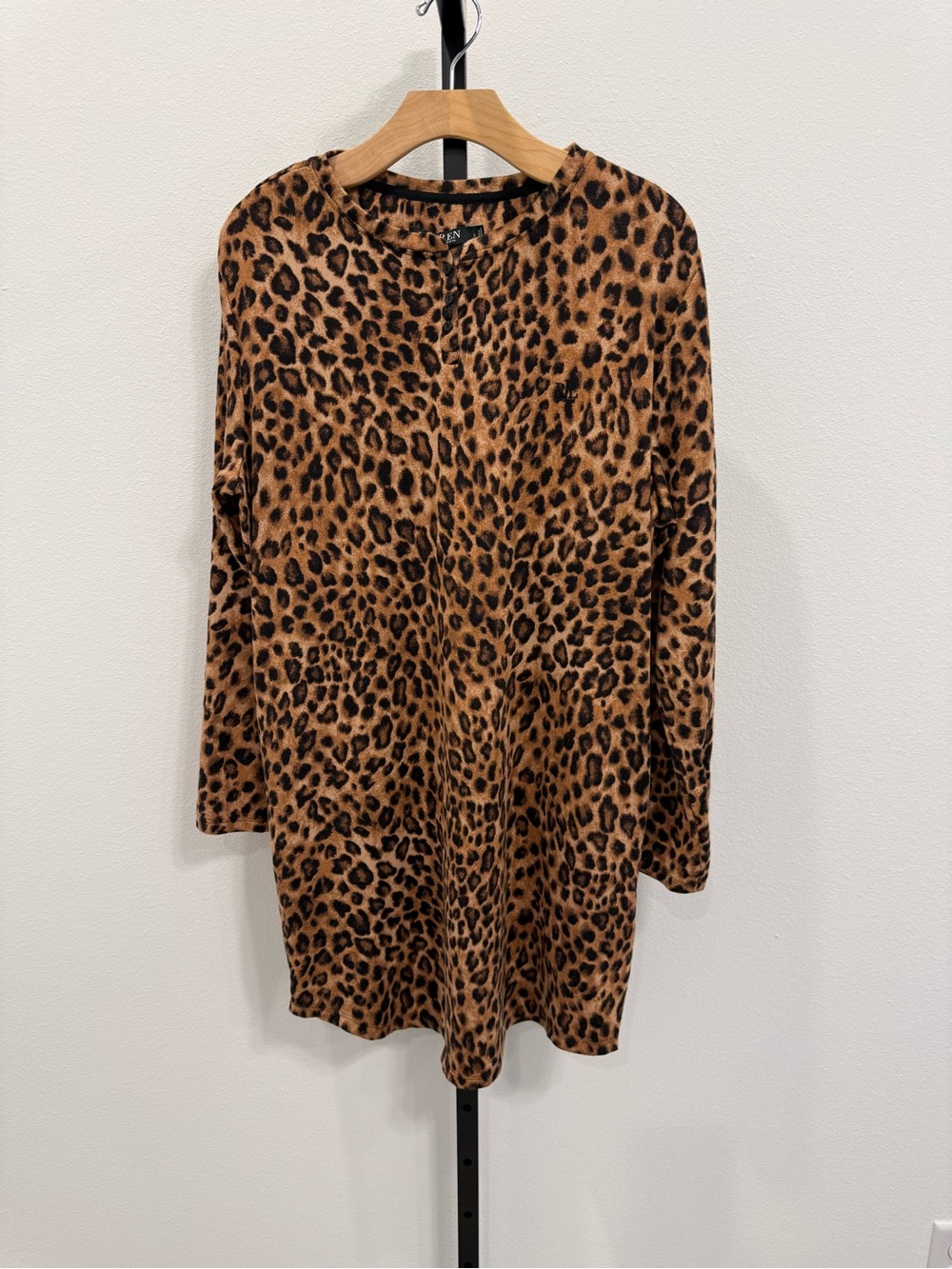 Lauren Ralph Lauren Leopard Print Embroidered Logo Nightgown Large Loungewear